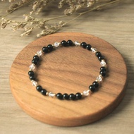 黑碧璽手鍊-白水晶-舒壓-防小人-附大顆粒白水晶消磁石+飾品盒