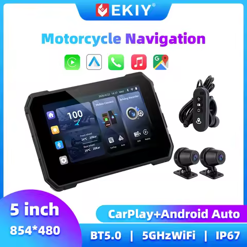 EKIY Motorcycle Carplay 5 Inch Wireless Carplay Android Auto Motorcycle Navigation GPS Display Monit