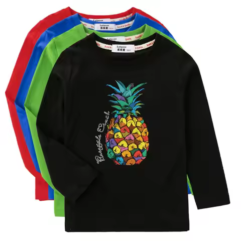Aimi Lakana Kids Cotton T-Shirt Boys Long Sleeve Tops Pineapple Print Shirt Girls Spring Autumn Shir