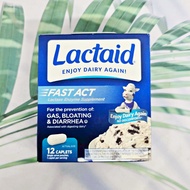 ผลิตภัณฑ์ช่วยย่อยแลคโตส Fast Act Lactase Enzyme 12 Caplets (Lactaid®)