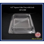OP-L300 Square Cake Tray with Lock / Bakery Disposable Plastic Clear Food Box / Bekas Kek [ 10pcs± ]