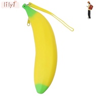 LILY Banana Zero Wallet, Silicone Yellow Silicone Pen Bag, Creative 2.36*7.87 Inch Banana Shape Purs