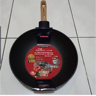 Md-280-01 Yoshikawa D28cm Marble Non-Stick Wok Pan