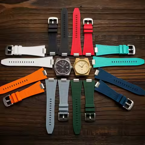 New Version FKM Rubber Strap Fit For Tissot PRX 1853 With Steel End Linking Quick Release Bar Waterp