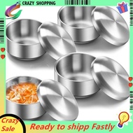 Double-Walled Anti-Scalding 4pc 12 Oz Stainless Steel Korean Soup Rice Bowl with Lid for Cereal Kitc