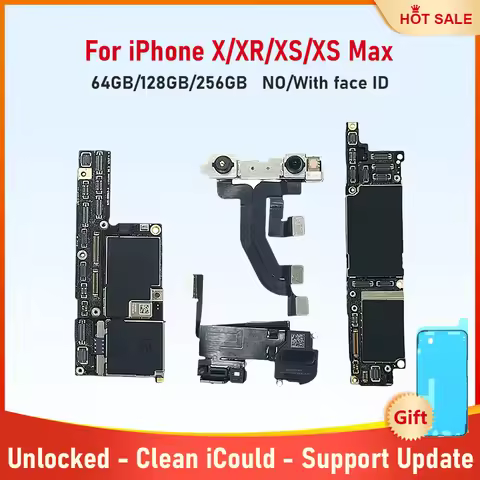 Tested Motherboard for iPhone X XR XS Max 64g 128g 256g Unlocked Mainboard With Face ID Cleaned iClo