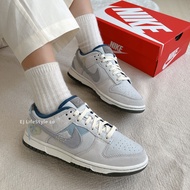 -EJ- NIKE DUNK LOW Gray Blue Stitching Flower Japanese Style Baby Small Corduroy DQ5076-001