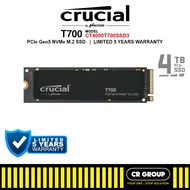 Crucial T700 - PCIe Gen5 NVMe M.2 - 1TB/2TB/4TB SSD (5Yrs Crucial Warranty)