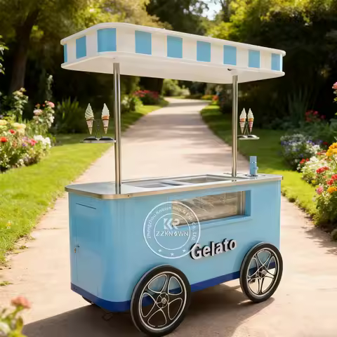 Food Cart Mobile Gelato Display Freezer Ice Cream Display Case Street Food Kiosk Cart Custom Food Ca