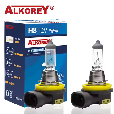 Alkorey 2PCS H8 12V 35W Clear Auto Headlight Bulbs Warm White 3350K Car Fog Lights Halogen Lamps