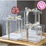 Two Tier Transparent Cake Box / Gift Box - White Base / Kotak Kek Kahwin