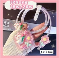 🔥สินค้าสุดฮิต🔥Cute Pink Flower Rabbit Charger Protector for iPhone Charger 18/20Wสายตกแต่งสายชาร์จให้น่ารักหน้า ใช้งานอีกครั้ง ถนอมหัวชาร์จพร้อมสายสายชาร์จหักงอสำหรับ