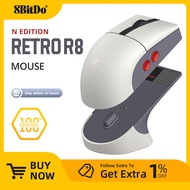 8BitDo Retro R8 Mouse with Charging Dock Wireless Gaming Mice with Micro Switches, Programmable Butt