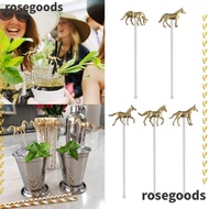 ROSEGOODS1 Drink Stirrers, Metal Horse Stirrer Drink Tool Horse Straw Decoration, Gifts Water Cup Accessories Horse Shape Metal Horse Straw