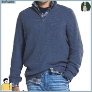 ksifwvbn Zipper Neckline Sweater Men Solid Color Pullover Sweater Mens Plaid Print Knitted Sweater w
