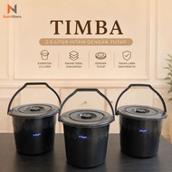 [3pcs] BLACK MULTIPURPOSE BUCKET 2.5 GL WITH LID BLACK AND THICK BUCKET/ Basin