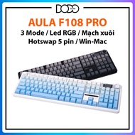 Aula F108 Pro mechanical keyboard full keys RGB LED swept circuit 3 modes hotswap connection 5 pin A