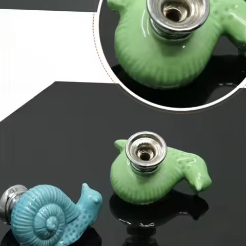 Cartoon Snail Children's Pastoral Ceramic Handle Black and White Color Cabinet Wardrobe Single Hole 