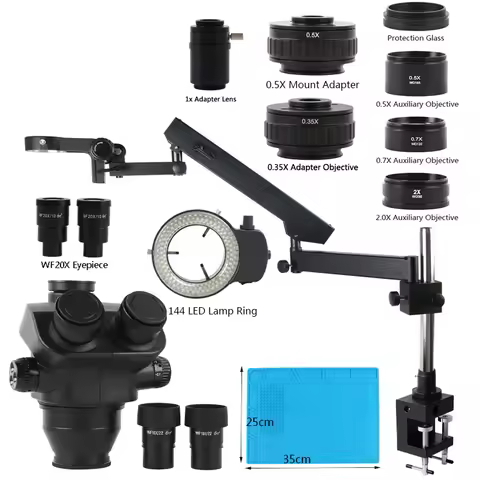 Articulating Arm Clamp Stand Eakins 3.5X-200X Zoom Trinocular Industrial Phone Repair PCB Solder LAB