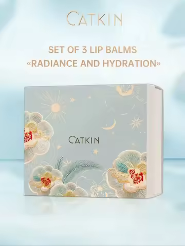 CATKIN GLOSSY LIP BALM 3PCS+ Exquisite Gift Box, Hydrating Lip Balm Moisturize, Protect & Soothe