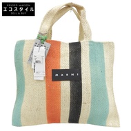 Marni Market 皮革 Logo 條紋 Canapa 手提包，女士，顏色，近全新，SHMH0003M0RF083 [二手]