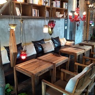 Old Elm Wood Cafe Eight Immortals Table Dining Table Rectangular Table and Chairs Coffee Table Solid