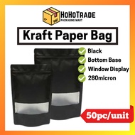 Black Kraft Paper Zipper Stand Bag Door gift Goodies Bag Kraft Bag wedding Beg goodies kahwin cookie