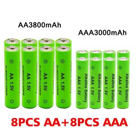AA + AAA Rechargeable AA 1.5V 3800mAh/1.5V AAA 3000mah Alkaline Battery Flashlight Toys Watch MP3 Pl