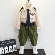 Children's Pilot Suit Boy Air Force Pilot Suit 2023 Spring Autumn Handsome Boy Police Suit Performan