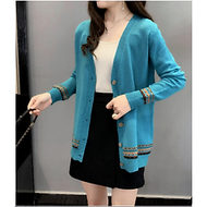 Áo khoác len nữ cardigan dệt kim tay dài dáng rộng cadigan thời trang cổ chữ V phong cách ullzang Hà