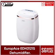 EuropAce EDH3121S | EDH 3121S Dehumidifier. 12L Moisture Removal. Real Time Humidity Display. 2.5L Tank Capacity. Safety