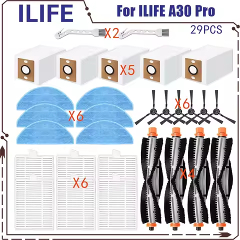 A30 Pro For ILIFE A30 Pro Omni/ILIFE A30s/ Vacuum Parts Main Roller Side Brushes HEPA Filter Mop Clo