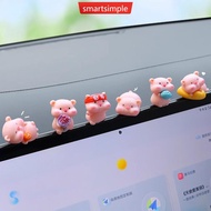 SMARTSIMPLE 6Pcs Mini Cute Pigs Car Center Console Ornaments Micro Animal Screen Decoration Car Inte