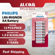 PHILIPS LR6 Battery with AA Size 1.5V Alkaline & Longer Lasting Power for Radio Flashlight etc.