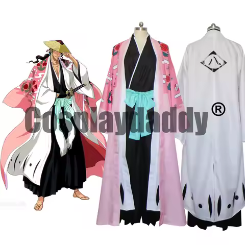 IN STOCK Anime 8th Division Captain Shunsui Kyoraku Shunsui Cosplay Costume Shinigami Kimono Shihaku