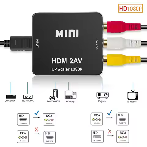 HD 1080P HDMI-compatible To RCA AV Composite Adapter Converter AV2HDMI HDMI2AV Audio Video Cable CVB
