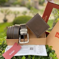 เซ็ต กระเป๋าสตางค์ เข็มขัด ลีวายส์  Belt and Wallet Gift Set ของแท้  กระเป๋าสตางค์พับสองตอนและเข็มขั