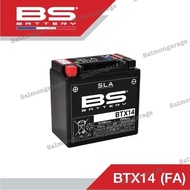 แบตเตอรี่BS SLA BTX14 แบตเตอรี่มอเตอร์ไซค์ สำหรับรถ BURGMAN r200gs  r1300gs  Zx14 f700/800/900 แบตรถ