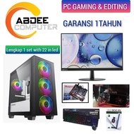 PC GAMING CORE I7 RAM 16 GB SSD 120 GB VGA 2 GB R7 250 DDR5 MONITOR 22 IN LENOVO LENGKAP 1 SET