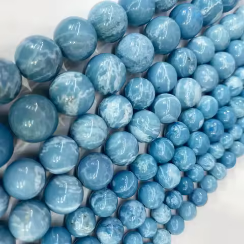 Fine AA 100% Natural Sky Blue China Larimar Round Natural Stone Beads For Jewelry Making DIY Bracele