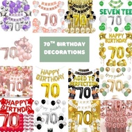 (SG SELLER) 70th Birthday Decorations, 70th Birthday Balloon, White and Gold Birthday Decorations Se