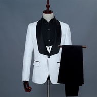GUKENRO Suits Set for Men ( Coat Vest Pants ) Korean Slim Fit Wedding Formal Evening Dinner Elegant 