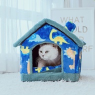 ✒Cat House Dog House Four Seasons Universal House Type Removable and Washable Small Dog Teddy Winter Warm Pet Supplies D
