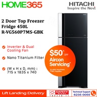Hitachi 2 Door Top Freezer Fridge 450L R-VG560P7MS