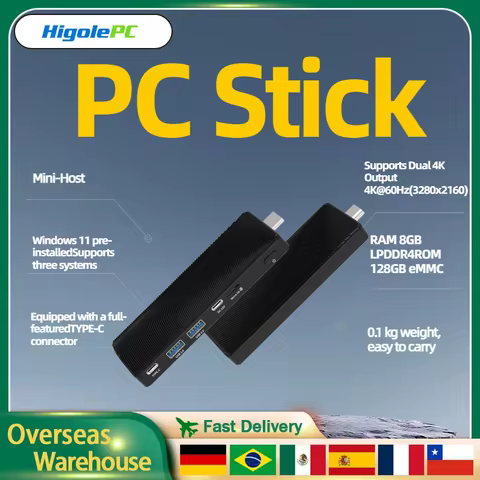 Higole PC Stick PC Fanless Mini Intel Windows 11 WiFi5 8GB 128/256GB J4105 Laptop Desktop PC HDMI 4K