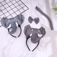Kids Plush Children Elephant Ears Headband Animal Tie Tail Gift Birthday Party Cosplay Costume Prop