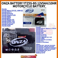 ONZA BATTERY YTZ5S-BS 12V5AH/10H YAMAHA EGO LC NOUVO LC VIZI MIO SOUL FINO JPT LC135 V2-V8 XENON-125