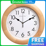 Jq Silent Solid Wood Wall Clock Light Brown Modern Made in Korea Pm4742 32cm