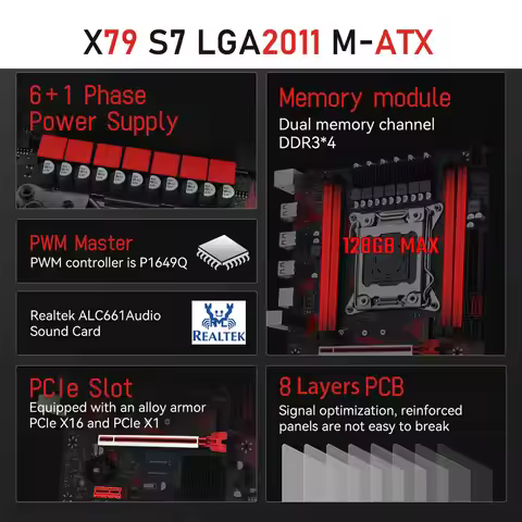 MACHINIST X79 S7 Motherboard Support DDR3 RAM ECC Memory And LGA 2011 Xeon E5 V2 CPU Processor USB2.