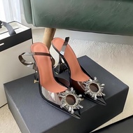 focus รองเท้าแตะแฟชั่นผู้หญิง รองเท้าส้นสูง ส้นแก้วแต่งอะไหล่คริสตัล สูง2.75 นิ้ว มี2 สี ไซส์35-42 เ
